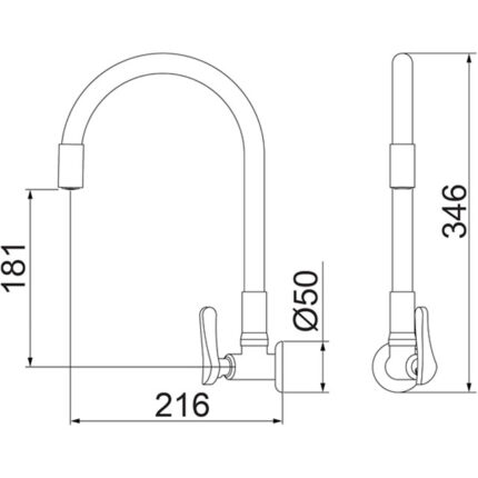 Torneira Cozinha Parede Flex Rg27 1178 Rose Gold