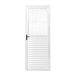 Porta De Aluminio 1 Vidro Liso 0,80x210 Com Grade Ld Dir Ref: 3830 Branca