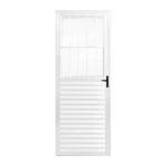 Porta De Aluminio 1 Vidro Liso 0,80x210 Com Grade Ld Esq Ref: 3831 Branca