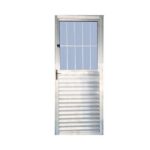 Porta De Aluminio Nat 2 Vidros 0,80x210 Com Grade Ld Dir Ref: 3703