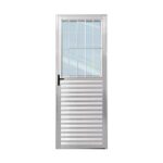 Porta De Aluminio Nat 1 Vidro 0,80x210 Com Grade Ld Dir Ref: 3725