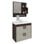 Armario Mgm Lirio 60x60 Cafe/Off White Com Espelheira - P