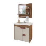 Armario Mgm Tulipa 60x60 Amendoa/Off White Com Espelheira