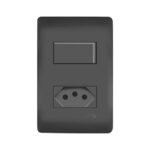 Interruptor Fame Habitat 1 Simp + 1tom 2p+t 10a Dist Preta