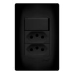 Interruptor Fame Habitat 1 Simp + 2tom 2p+t 10a Preta