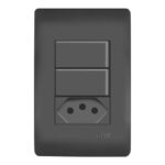 Interruptor Fame Habitat 2 Simp + 1tom 2p+t 10a Preta