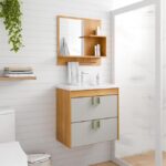 Armario Mgm Lirio 59cm Com Espelheira Cinamomo/Off White