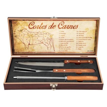 Jogo Churrasco Vonder Aco Inox 4 Pcs C/ Maleta