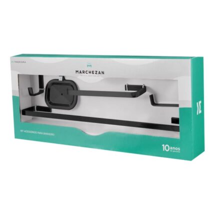 Kit Para Banheiro Marchezan Charm 5 Pcs Preto Fosco