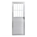 Porta De Aluminio Nat 2 Vidros 0,70x210 Com Grade Ld Dir Ref: 3705