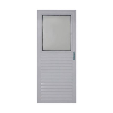 Porta De Aluminio Smg Nat Veneziana 1 Vidro Liso 0,80x210 Ld Esq Ref: 50553.0 Branca